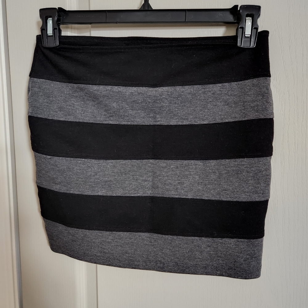 Basic House Striped Bodycon Bandage Mini Skirt